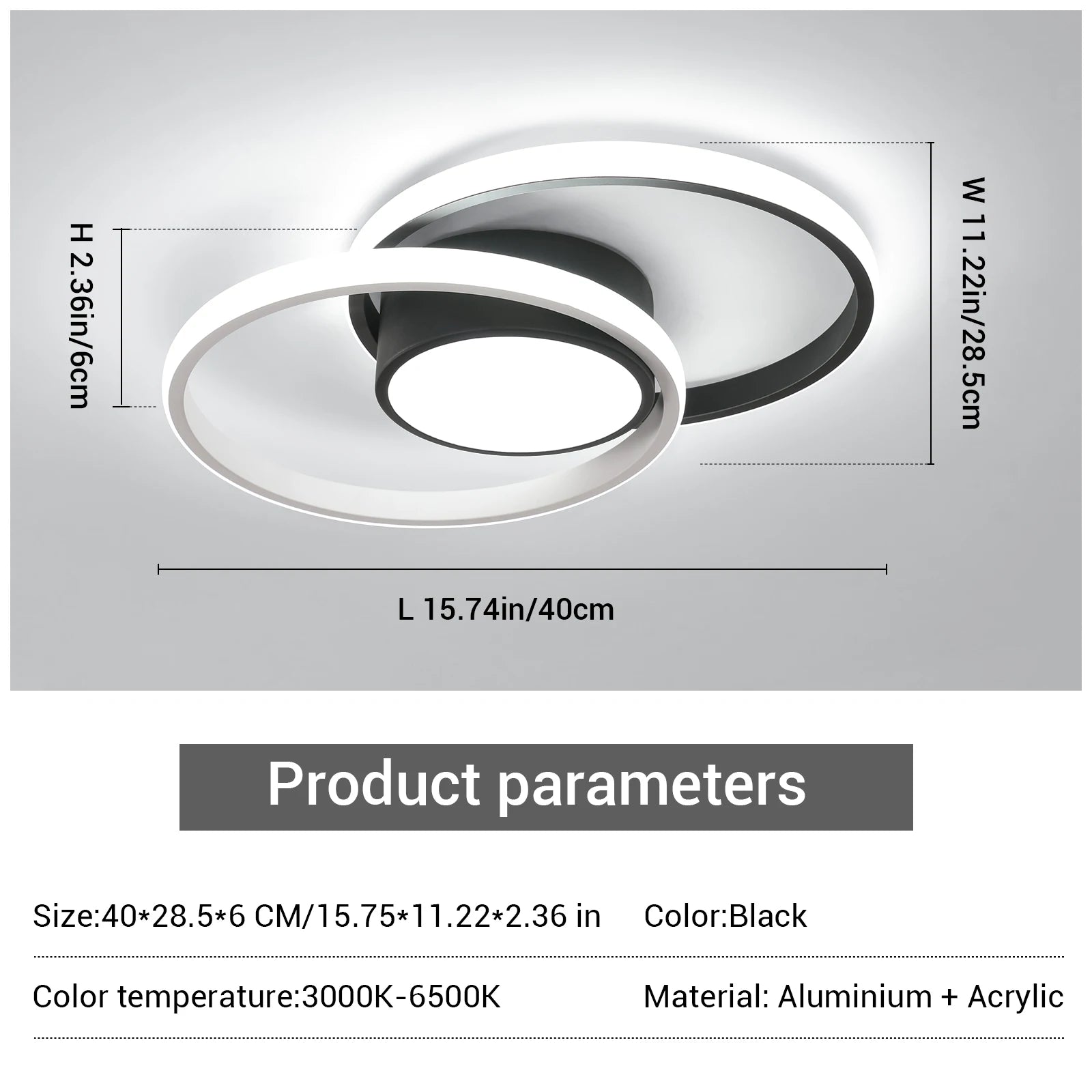 Dimmable LED Ceiling Light,40W 3600LM Ceiling Lamp with Remote Control 3000K-6500K,Round Ceiling Light For Living Room