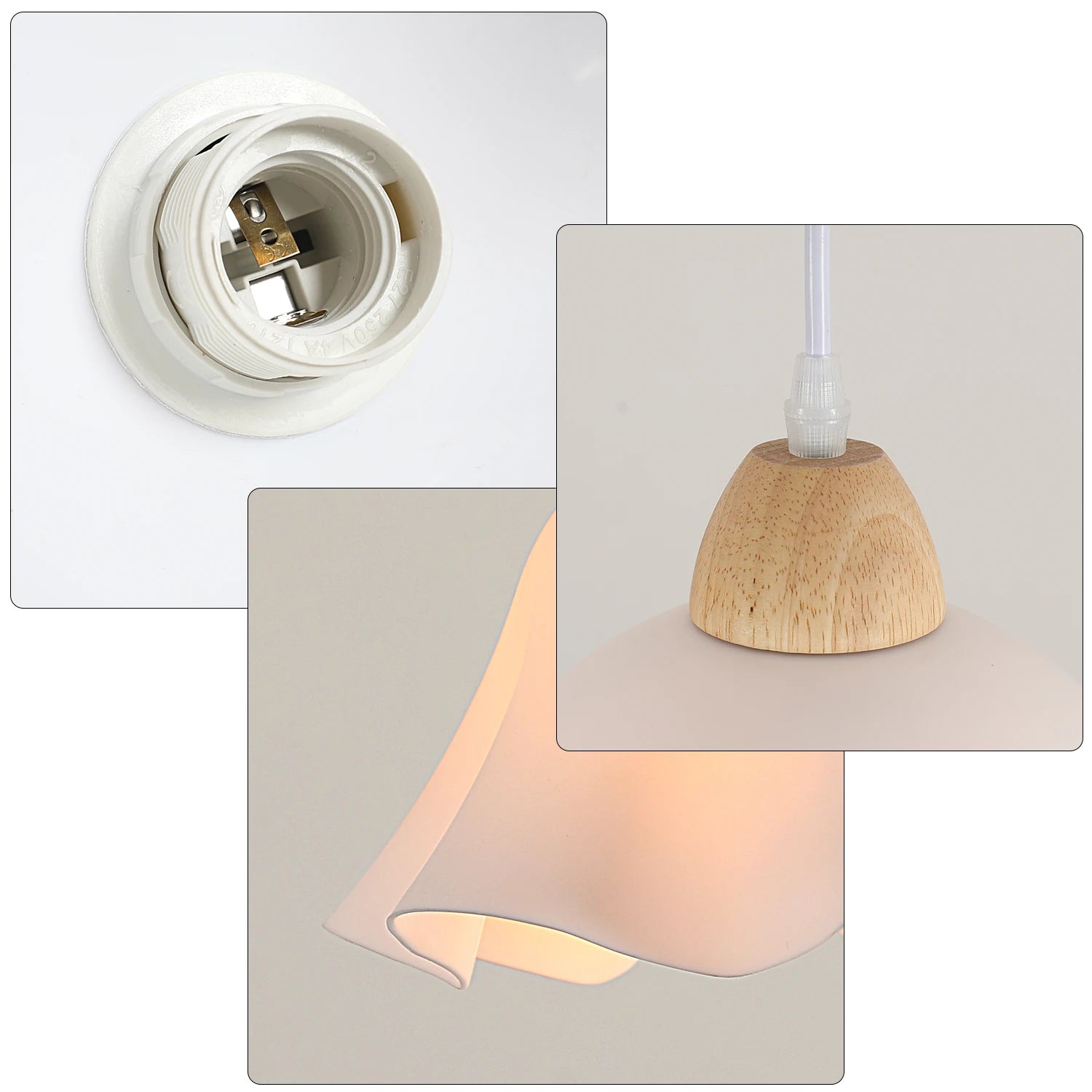 3-Head Pendant Lamps,Flower-Shaped Chandelier Retro Wooden Ceiling Light Flower Design E27 Base Lighting (Bulb not included）