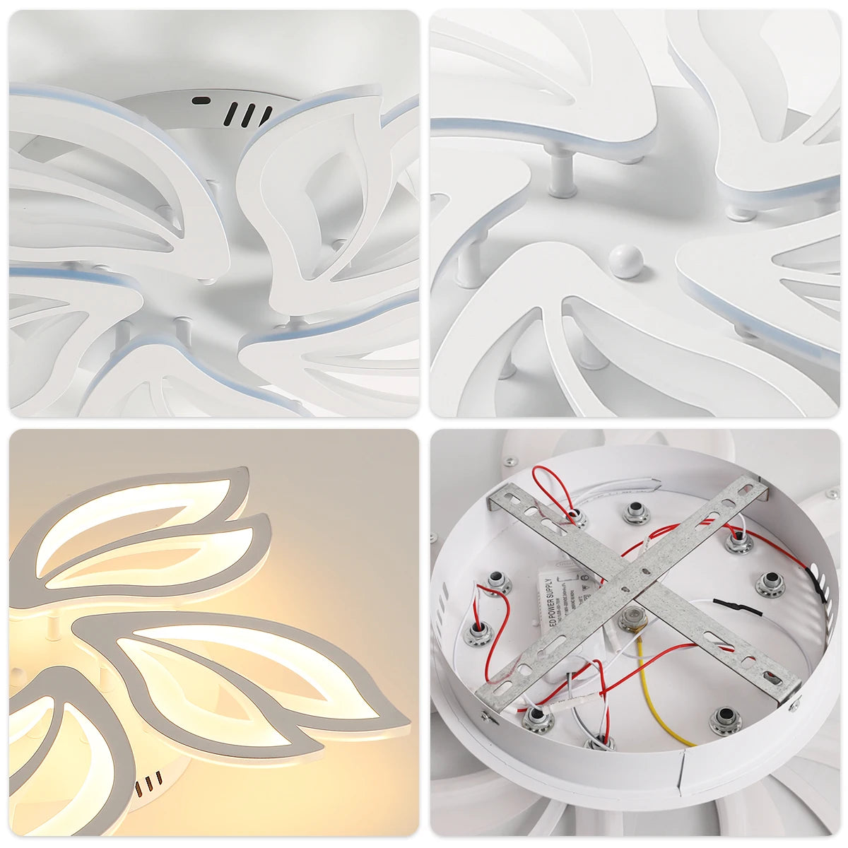 Dimmable LED Ceiling Light,Creative 5 Head Petals Design 45W 4050LM Ceiling Lamp with Remote Control 3000K-6500K