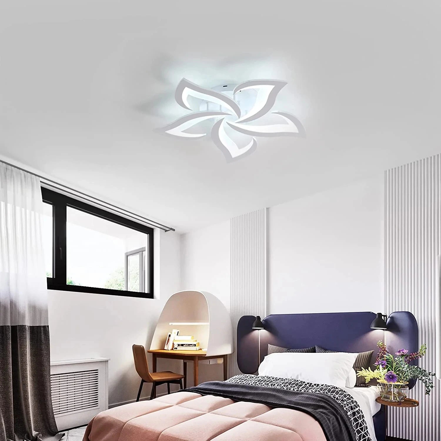 Dimmable LED Ceiling Light,Modern Ceiling Lamp With Remote Control,Creative Petal Ceiling Light For Living Room 3000K-6500K