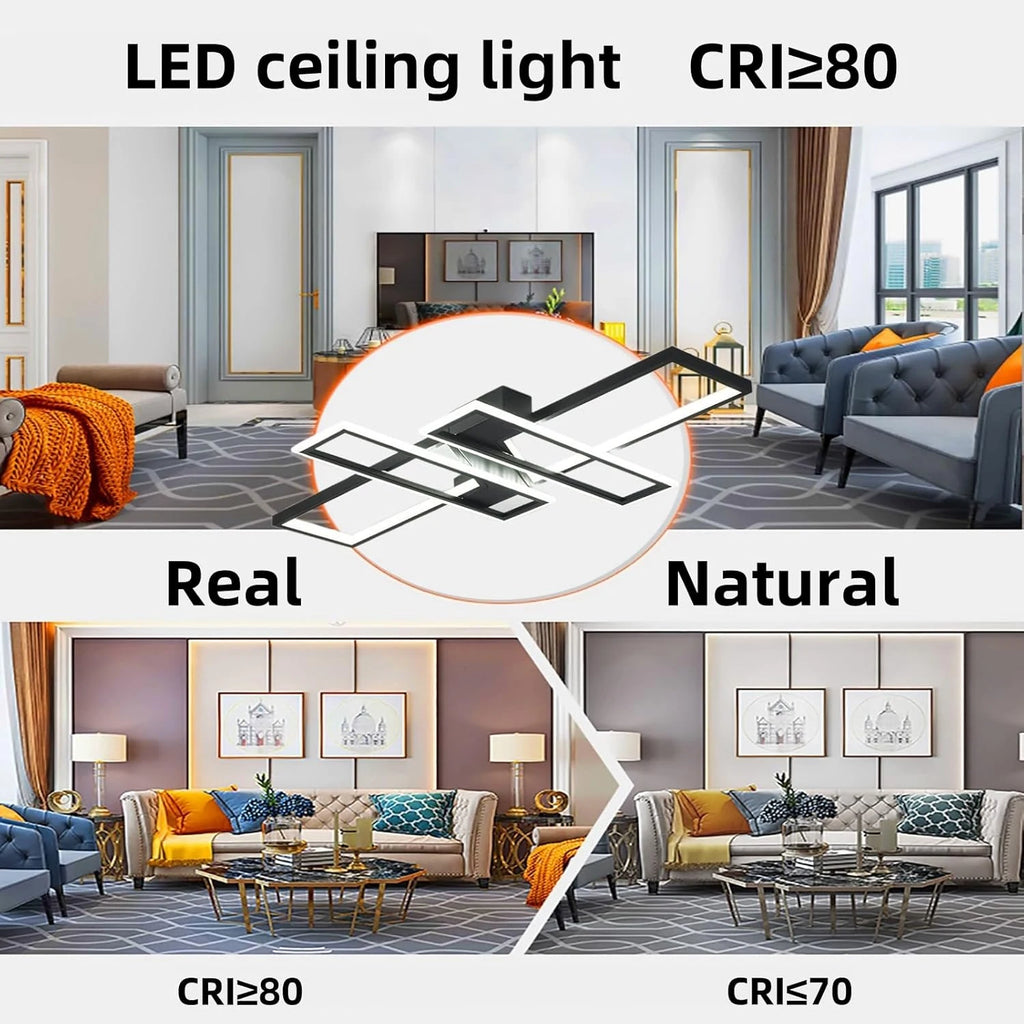 Dimmable LED Ceiling Light,Rectangular Aluminum Flush Mount Ceiling Lamp With Remote Control 3000K-6500K For Living Room