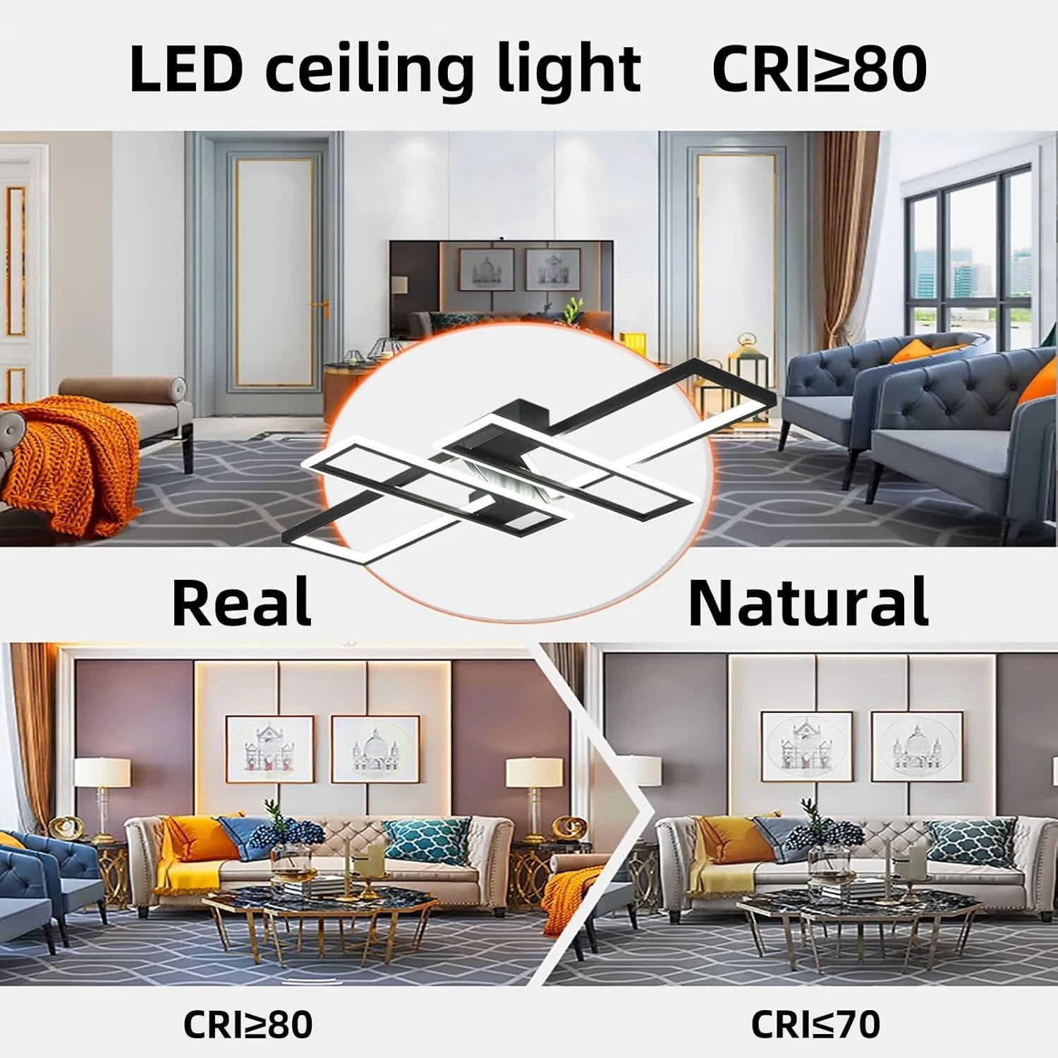 Dimmable LED Ceiling Light,Rectangular Aluminum Flush Mount Ceiling Lamp With Remote Control 3000K-6500K For Living Room