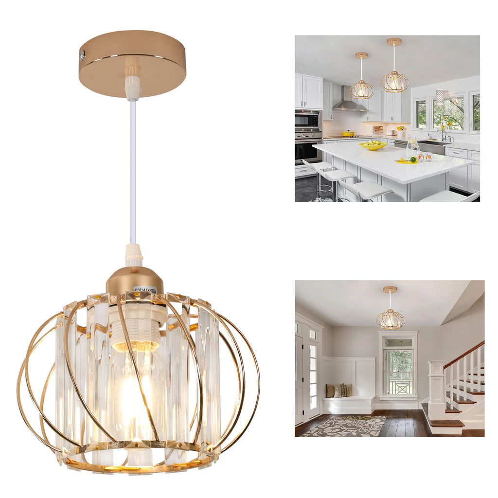Crystal Pendent Light Fixture,Modern Mini Semi Flush Mount Chandeliers for Dinning Room,Hallway（Bulb not included)