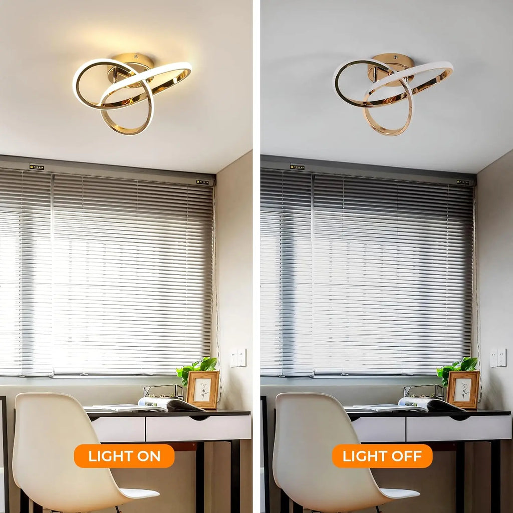 30W Flower Shape LED Ceiling Lights,Gold Modern LED Ceiling Lamp For Living Room,Bedroom,Office,Natural Light 4500K