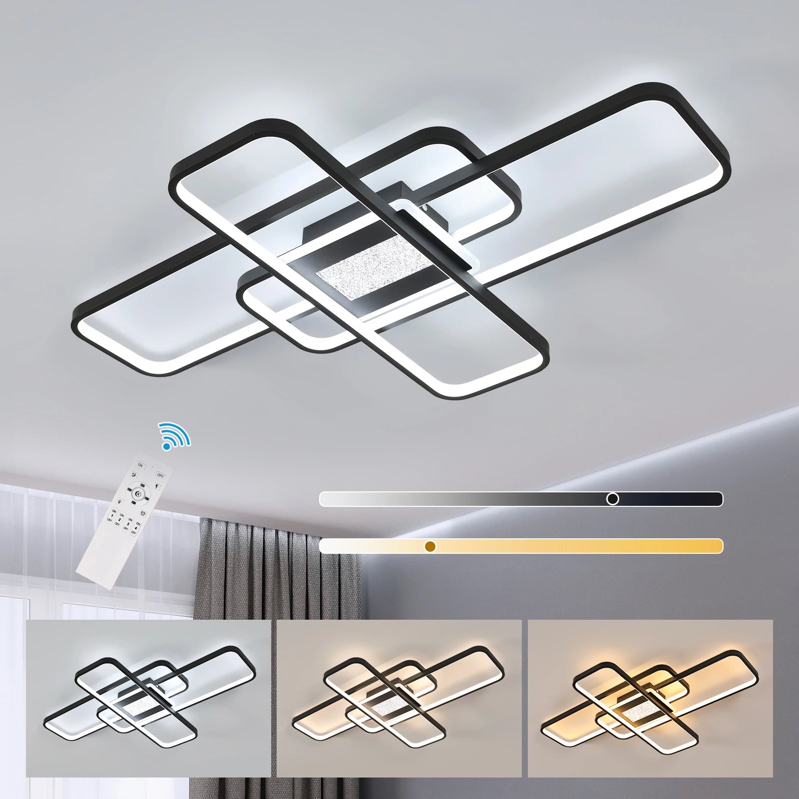Dimmable LED Ceiling Lights,56W Square Light Fittings Ceilings with Remote Control/APP Control 3000K/4500K/6500K For Dining Room