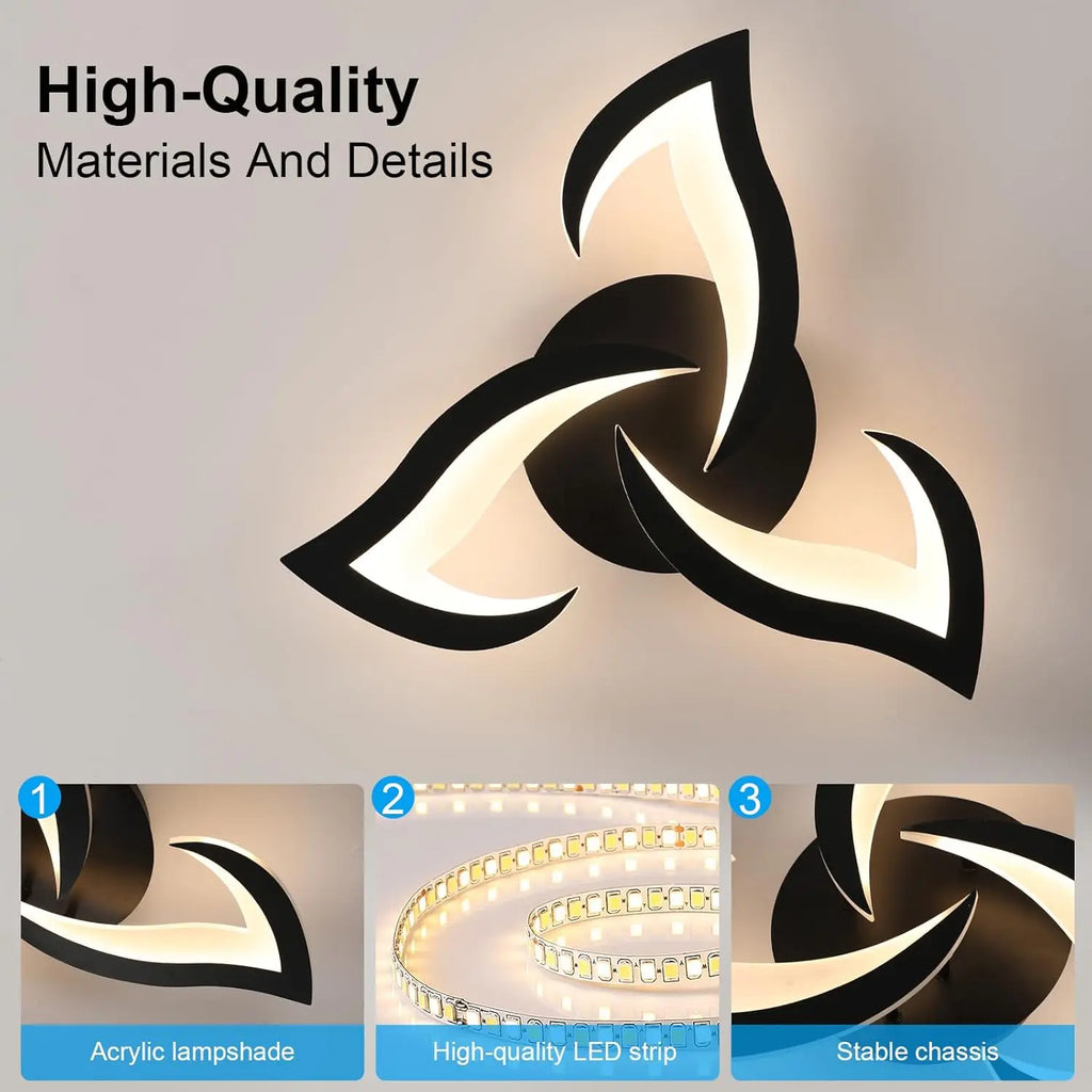 Modern Ceiling Light,35W Dimmable 3000K-6500K Ceiling Lamp Remote Control,3-Lights Flower LED Ceiling Light Fixture for Dining Room Bedroom Dinning Room