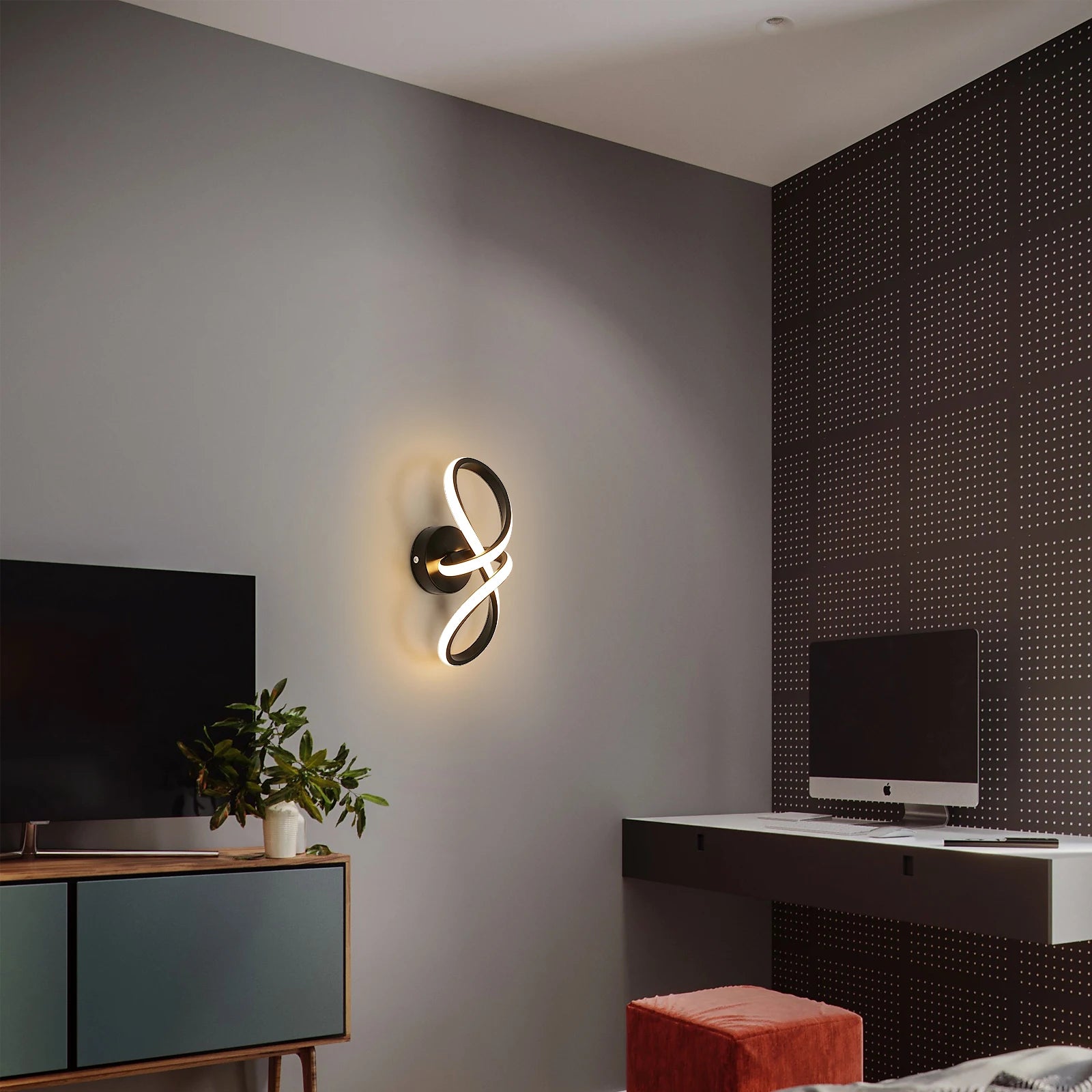 Modern LED Ceiling Lights, Curved Ceiling Lamp 20W 1800LM Warm White 3000K for Living Room,Dining Room