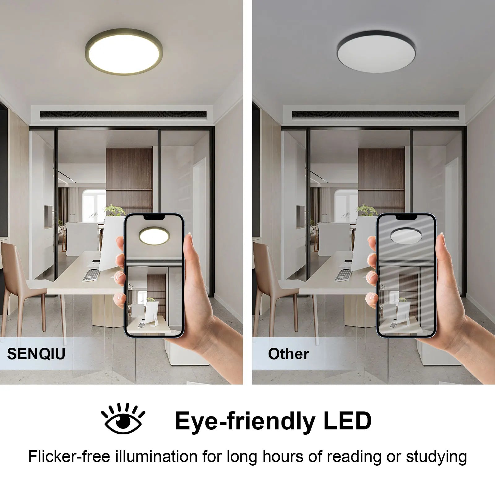 Round Flush Ceiling Light,2cm Ultra-Thin Contemporary 18W Black Hallway Ceiling Light for Balcony,Neutral Light 4500K