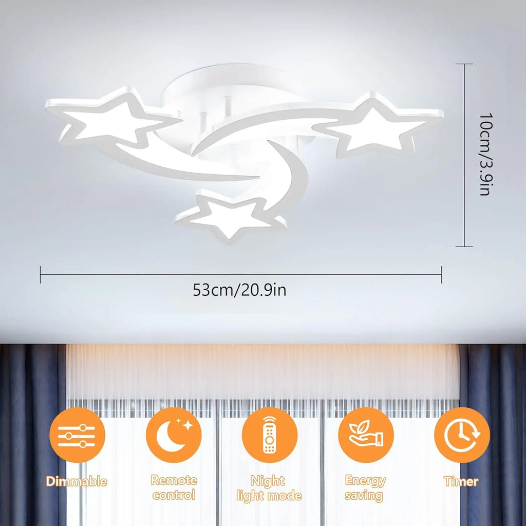 LED Ceiling Light With Remote Control,Star Shapes Lamp,30W 3000LM Ceiling Light,3000K - 6500K Dimmable Bedroom Chandelier,Living Room