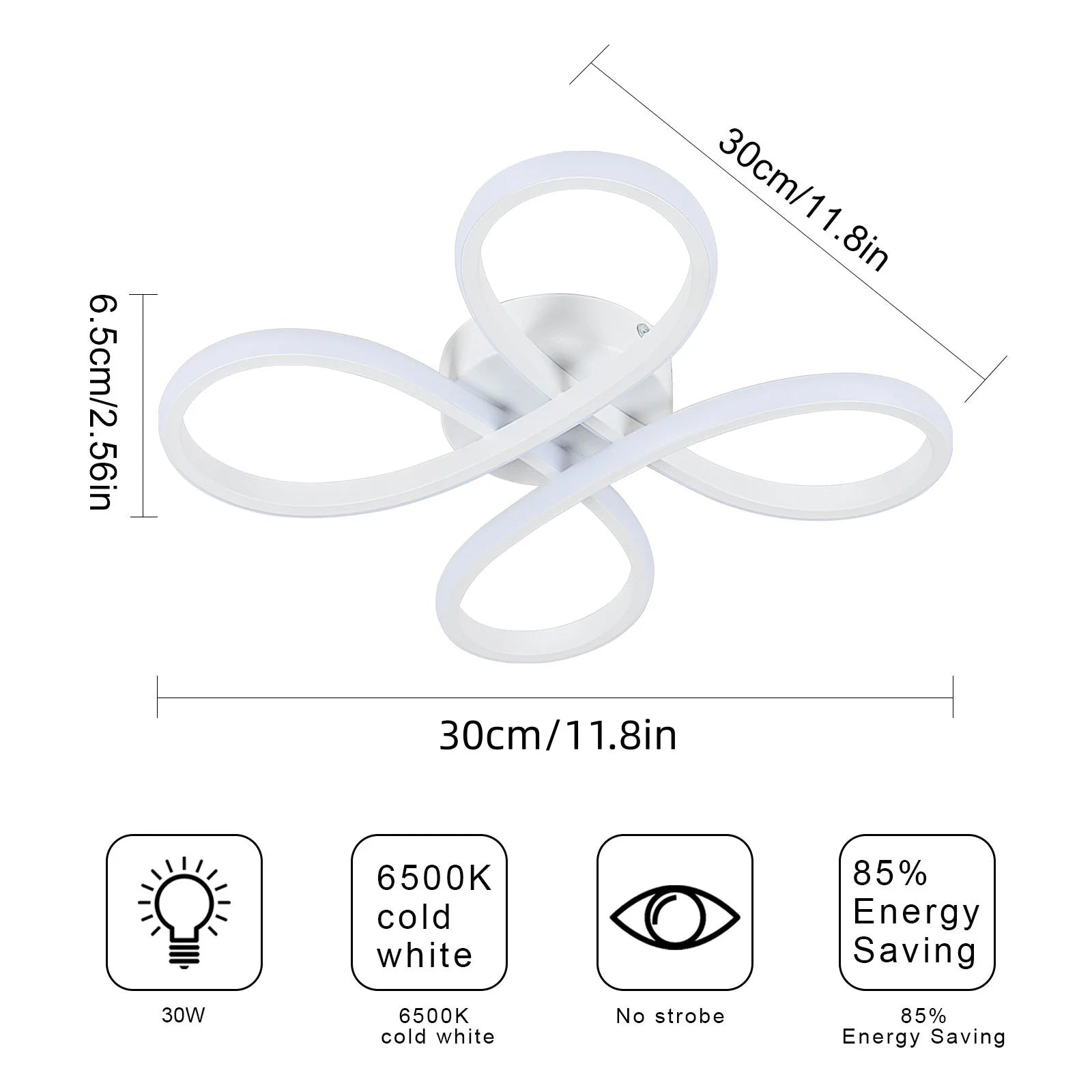 Modern LED Ceiling Lights,30W 2700LM Creative Flower Shape Chandeliers Ceiling Lamp For Bedroom,6500K Cool White Light