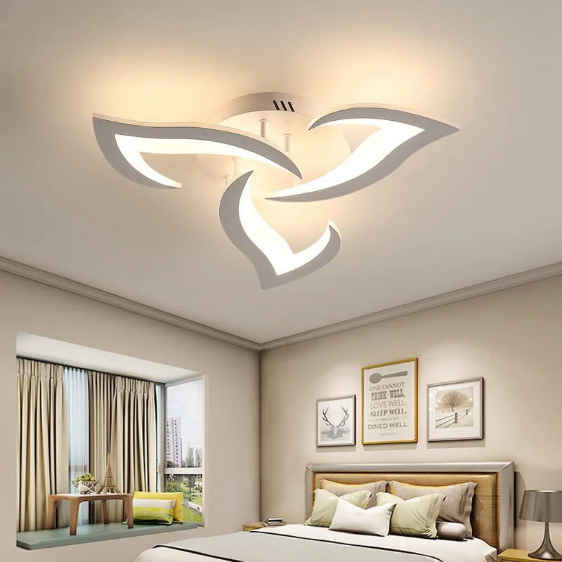 LED Ceiling Light,36W 3240LM Modern Design Ceiling Lighting,3 Head Lights Living Room Ceiling Light Acrylic White Flower Fittings Ceilings for Bedroom, Kitchen,Dining Room