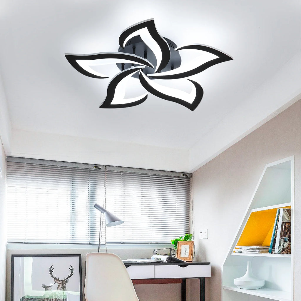 Mordern LED Ceiling Light,5 Heads of Petals 60W 6500LM LED Ceiling Lights,Cool White 6500K Chandelier for Living Room,Bedroom