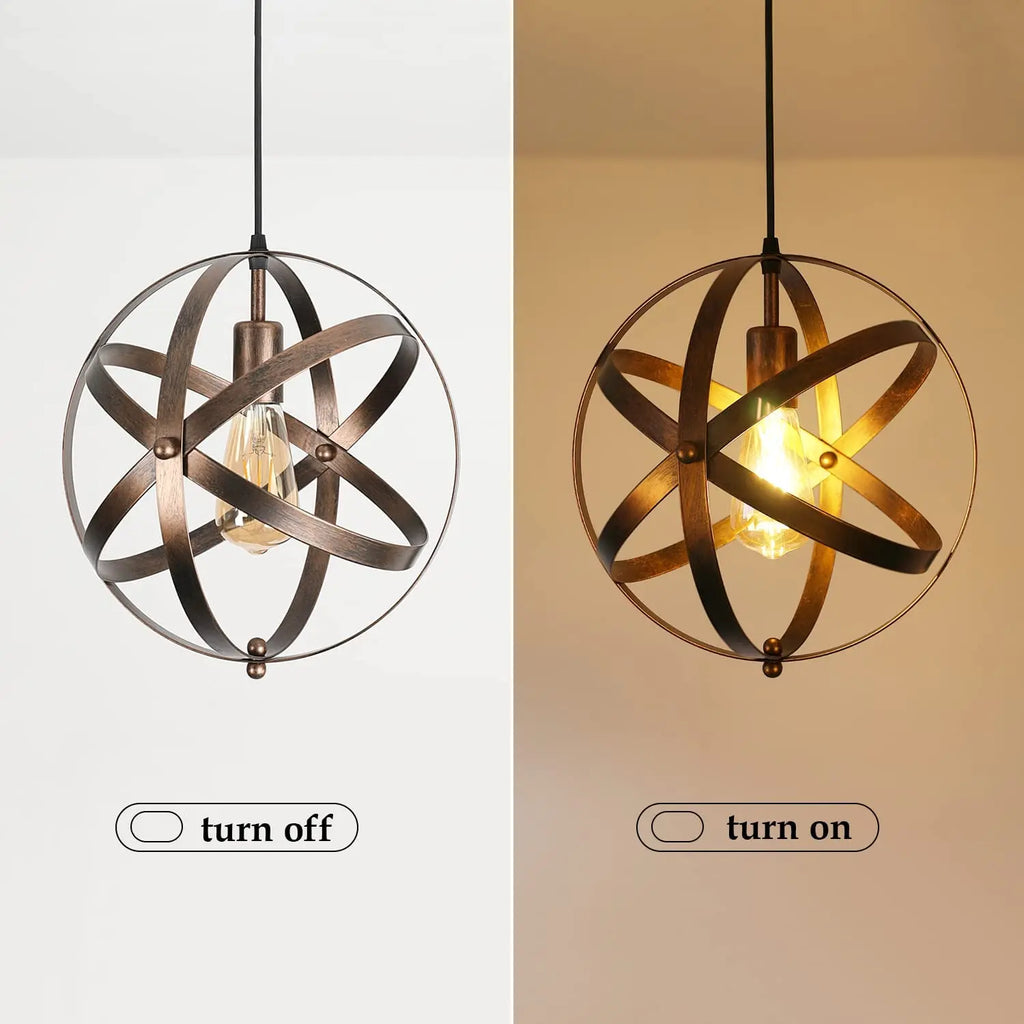 Vintage Metal Globe Chandelier,Industrial E27 Retro Pendant Light,Hanging Lamp for Dining Room,Bar(Bulb not included)