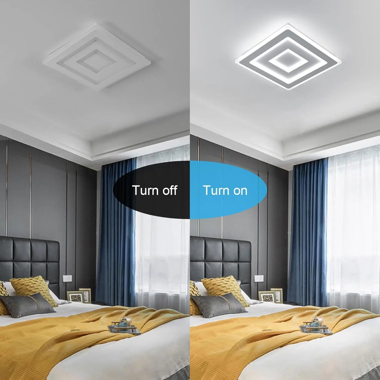 Modern Square LED Ceiling Light, 52W 5850LM LED Ceiling Light, Acrylic Ceiling Light for Bedroom,White Light 6500K,40 cm