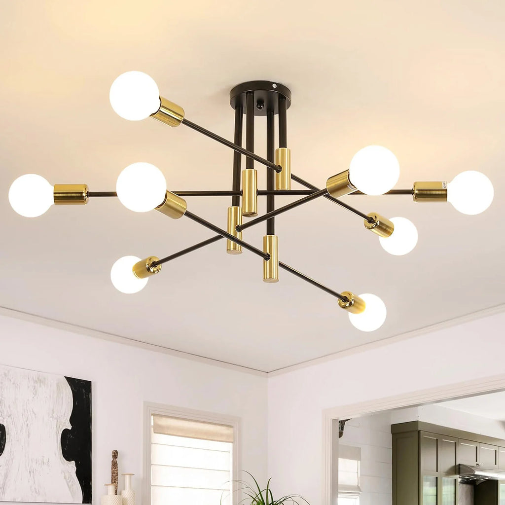 8-Light Ceiling Lamp,E27 Base Industrial Ceiling Lights,Ceiling Lamp for Dining Room,Bedroom(Bulb Not Included)