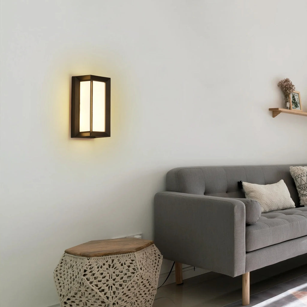 Modern Rectangle LED Wall Sconce,18W Neutral Light Black Metal Frame Frosted Shade Indoor Wall Lamp Bedroom Corridor Entryway Decor Wall Light