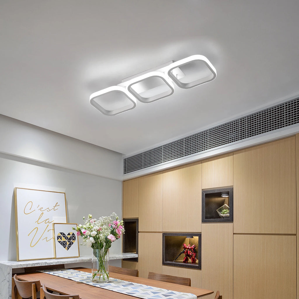 LED Ceiling Light,3 Squares Ceiling Lamps Fixture Flush Mount Ceiling Light 6500K Cool White Light for Living Room