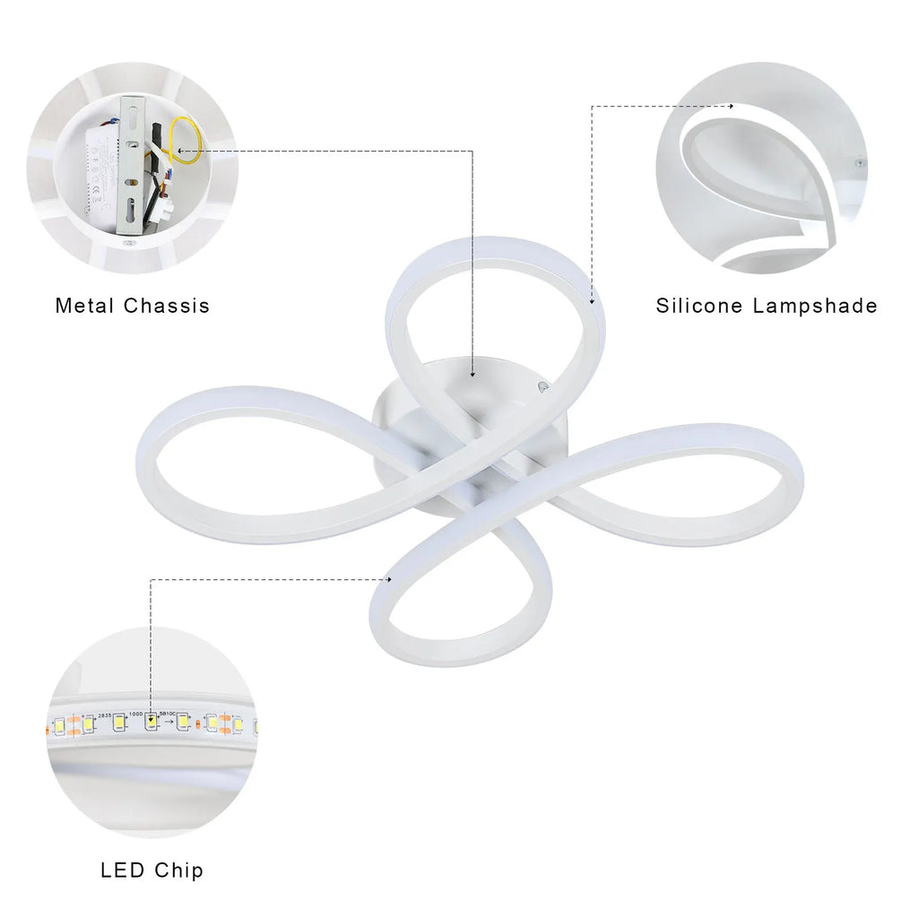 Modern LED Ceiling Lights,30W 2700LM Creative Flower Shape Chandeliers Ceiling Lamp For Bedroom,6500K Cool White Light