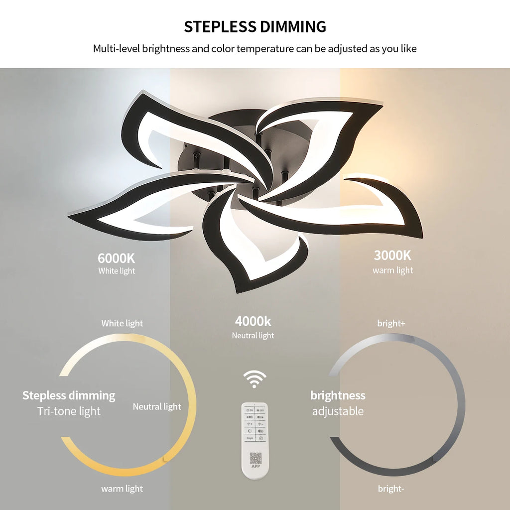 Dimmable LED Ceiling Light,40W 4700LM Modern Acrylic Ceiling Lights with Remote Control,Creative Petals Design For Living Room