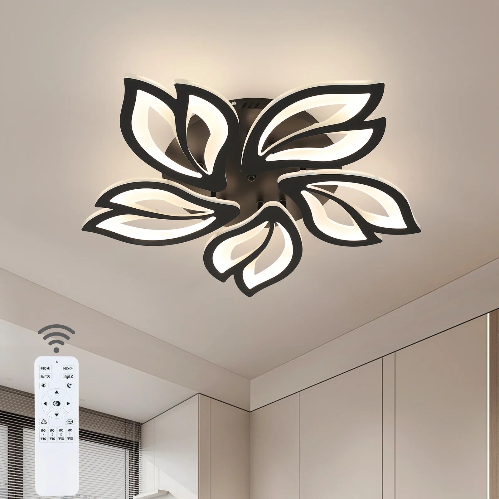 Dimmable LED Ceiling Light,Use APP Ceiling Lamp Petals with Remote Control,3000K/4500K/6500K For Living Room