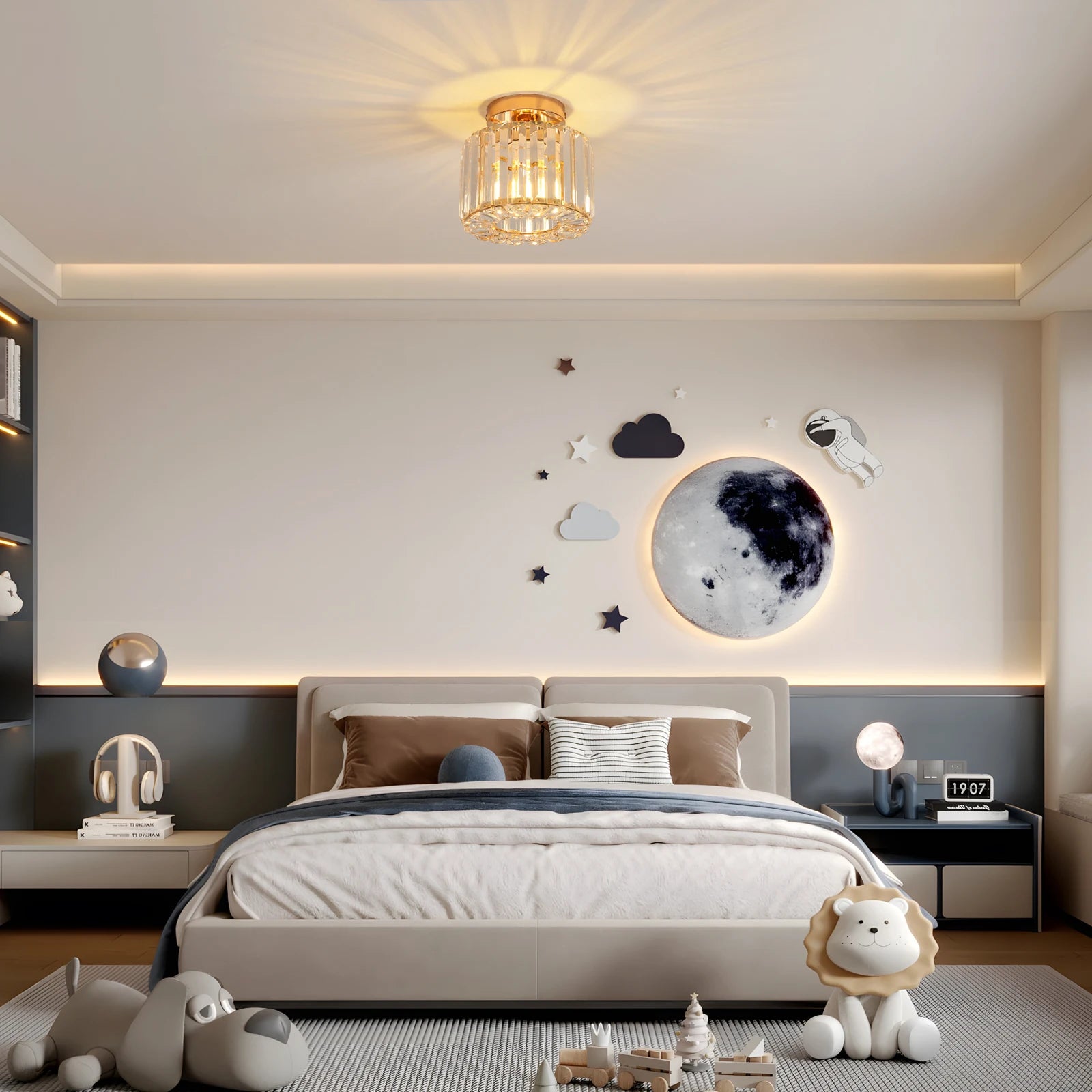Luxury Gold Crystal Ceiling Light Semi Flush Mount Ceiling Lamp No Bulb Included Modern Mini Crystal Chandelier for Hallway Bedroom Entryway Decor