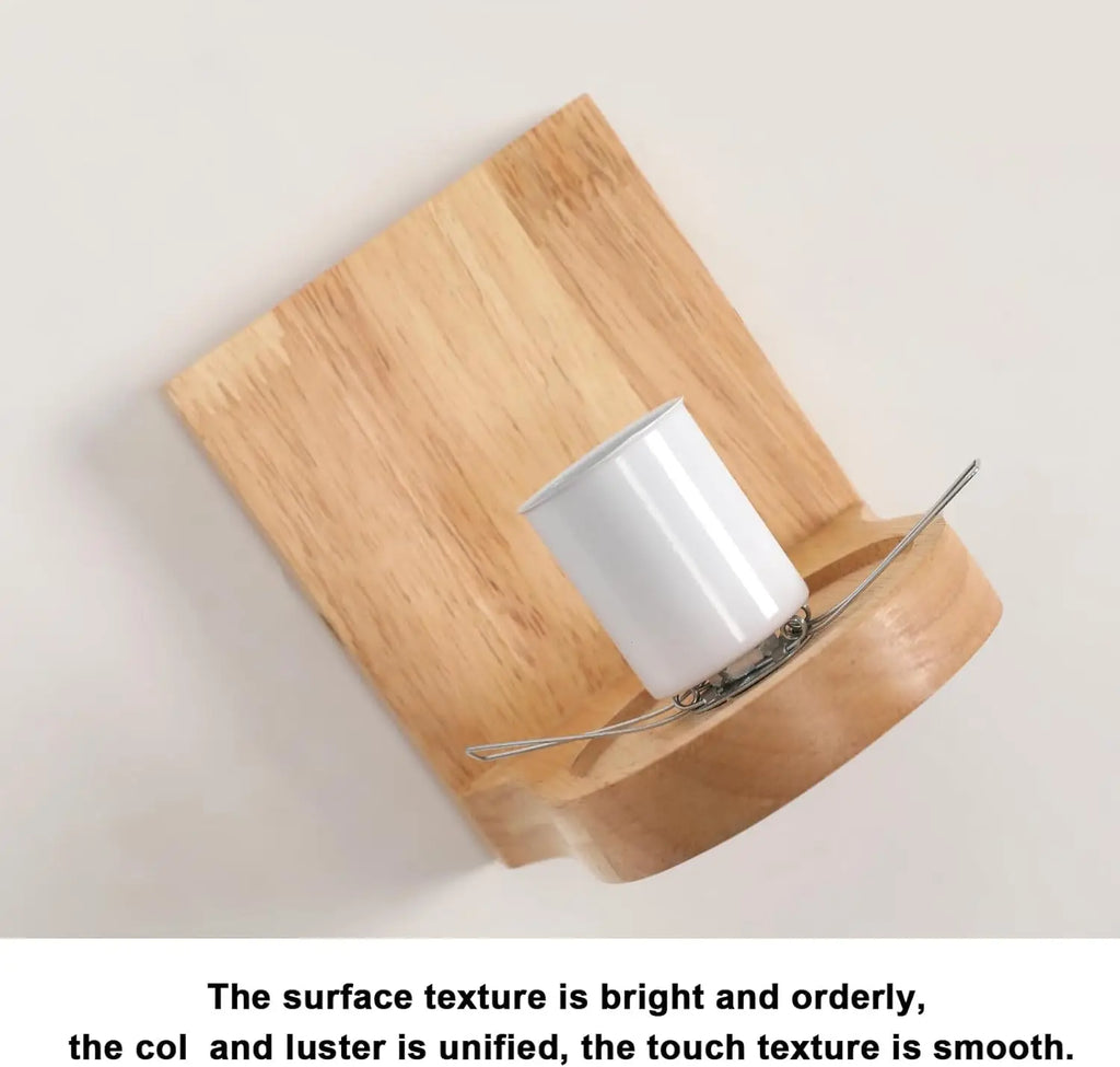 Nordic Solid Wood Wall Lamp, Globe Glass Lampshade Wall Sconce Without Bulb Indoor Bedroom Bedside Corridor Decor Wall Light Fixture
