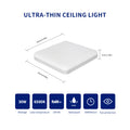 Square LED Ceiling Lights,30W Super Bright LED Panel Light,Modern Ultra Slim Ceiling Lighting for Bedroom,Hallway,Cold White Light ,Via 25CM
