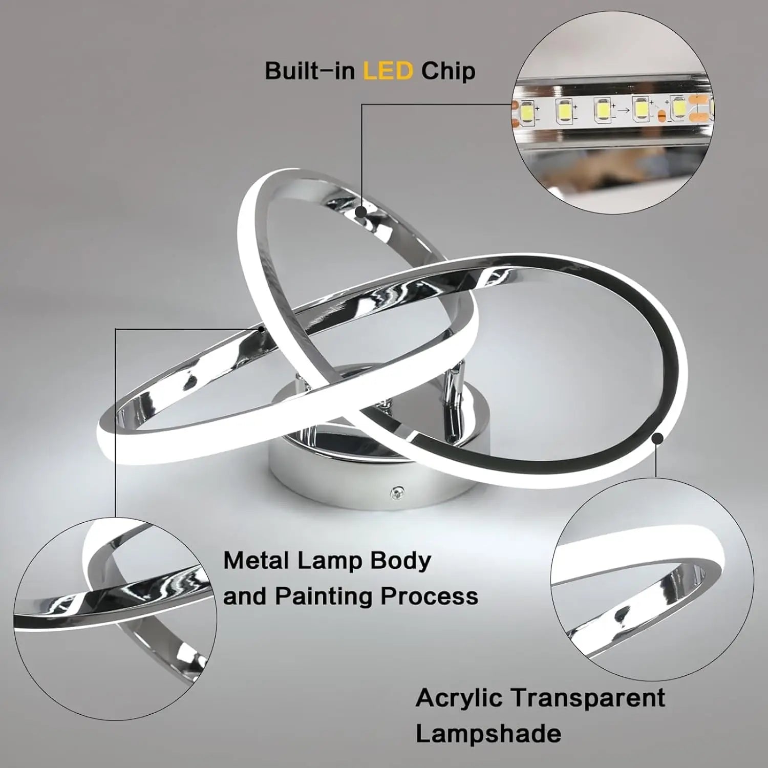 Modern Ceiling Light,6500K Cool White Led Ceiling Light Fixture,Curved Design Ceiling Lamp for Hallway Entryway