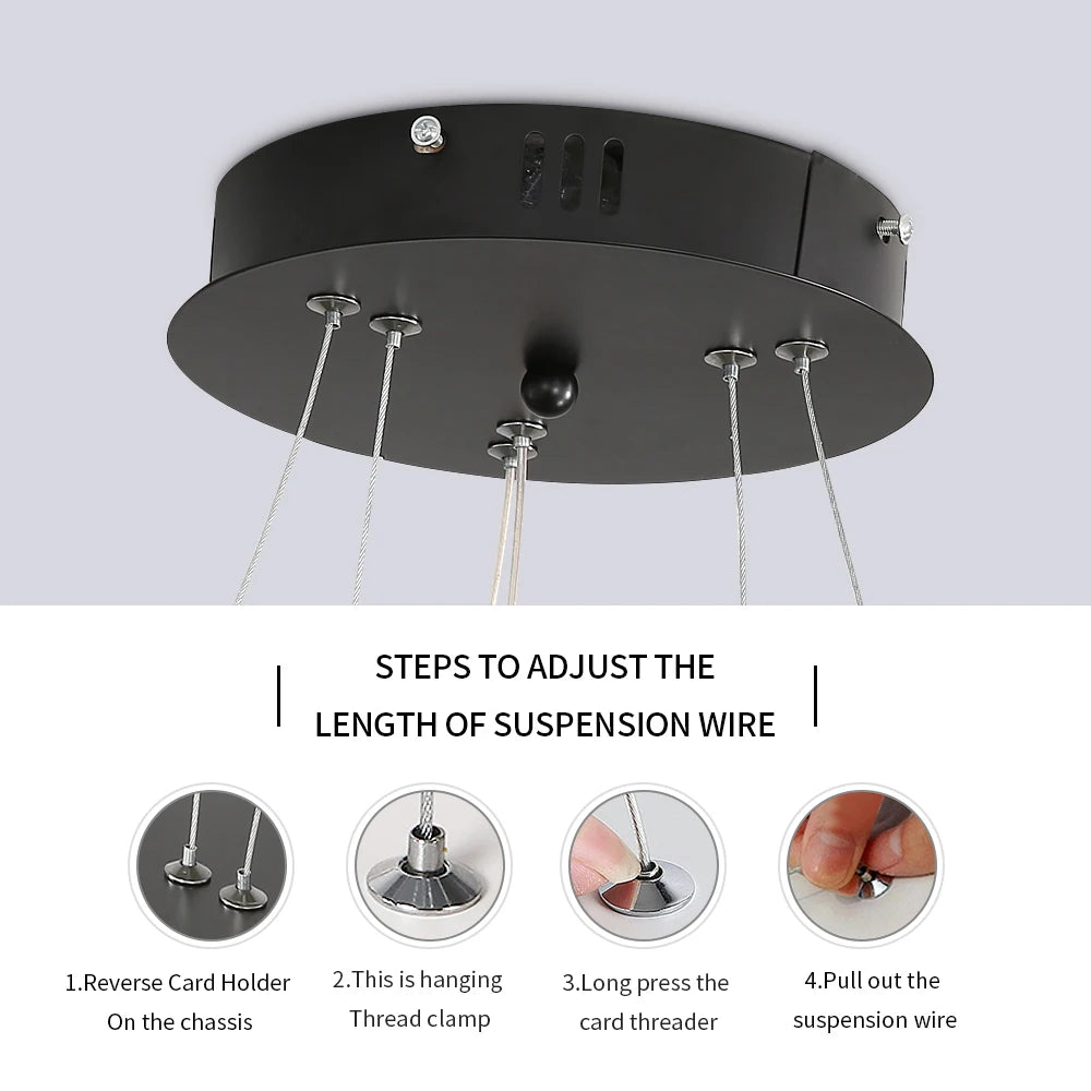 LED Pendant Lamp, Modern Two Circulars LED Chandelier Hanging Lamp For Living Room Bedroom Indoor Lighting