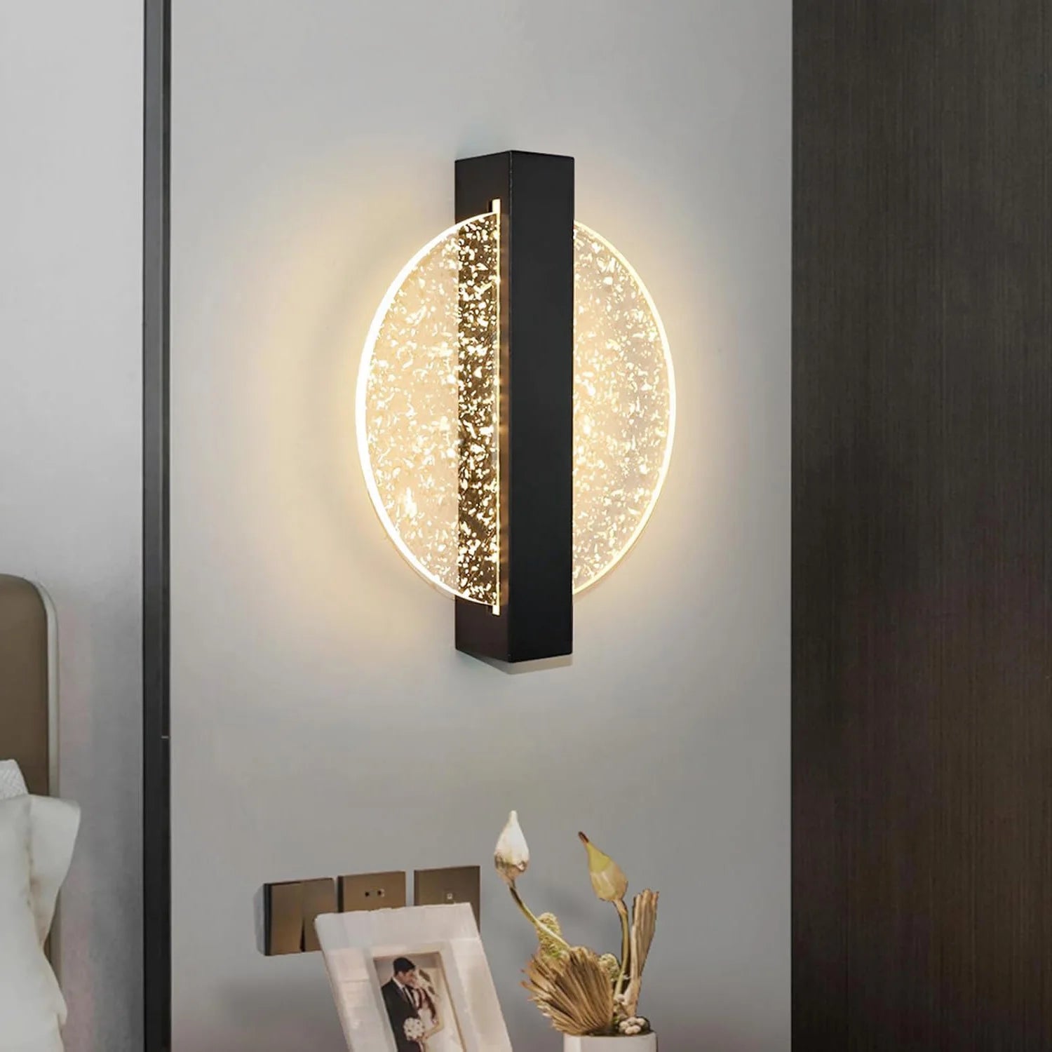 Indoor LED Wall Light,12W 1500LM Round LED Wall Lamp,Indoor Modern Wall Lighting for Living Room, Bedroom,Staircase,Hallway,Warm Light 3000K