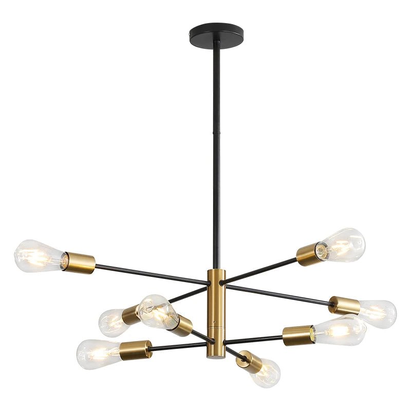 Modern Sputnik Chandelier,Height Adjustable Ceiling Light Fixture,E27 Base Plating Finished Chandeliers（Bulb not included）