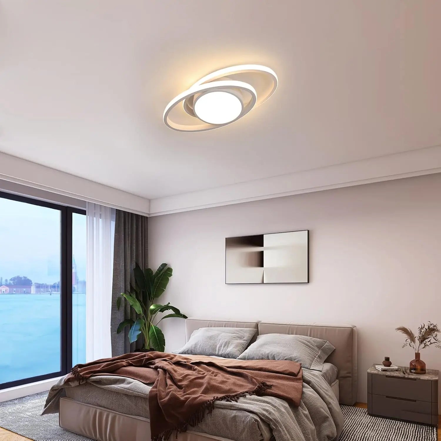 LED Ceiling Light,39W 4385LM Lighting Fixture,Round Modern Design Ceiling Lamp for Living Room Bedroom Corridor Balcony, Dia 39cm, Warm Light 3000K/White Light 6500K
