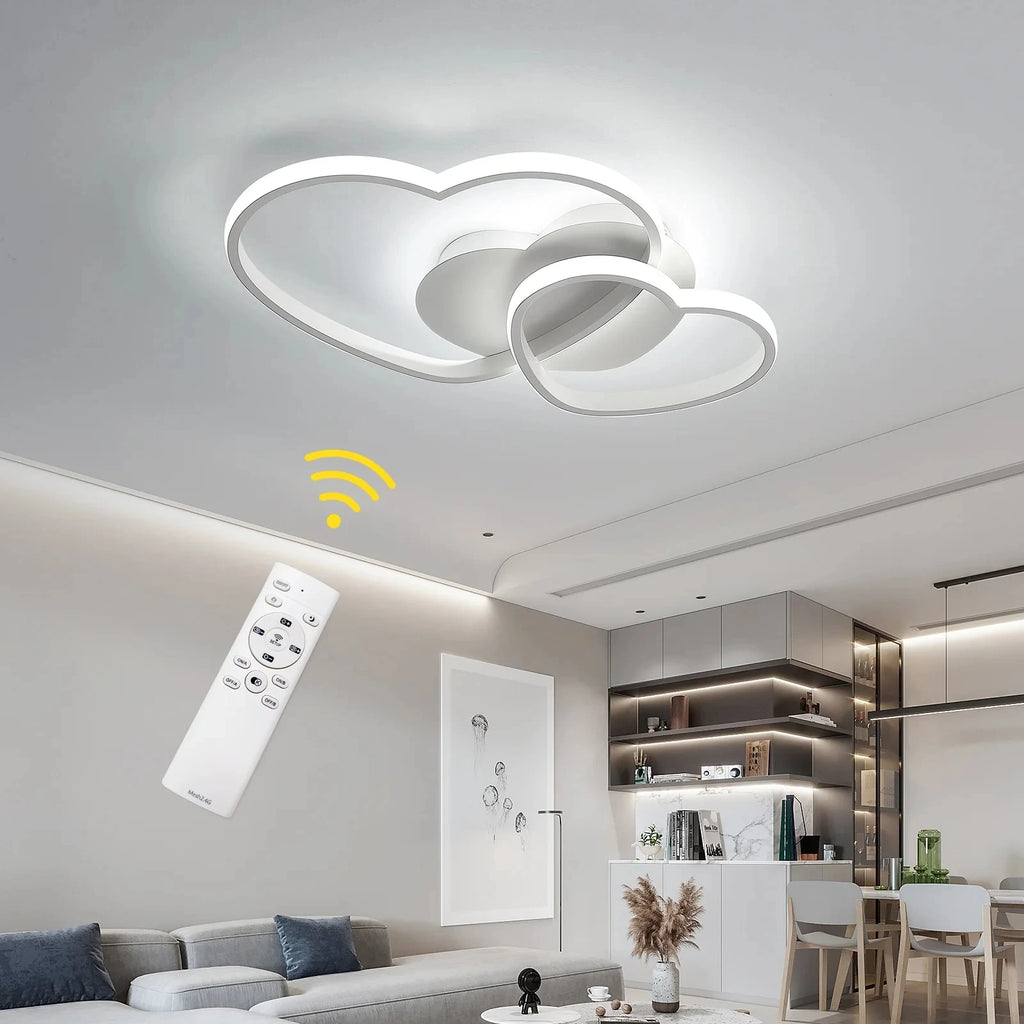 Dimmable LED Ceiling Light,64W Heart Ceiling Lamp 3000K/4500K/6500K,Chandelier White with Remote Control for Children's Room