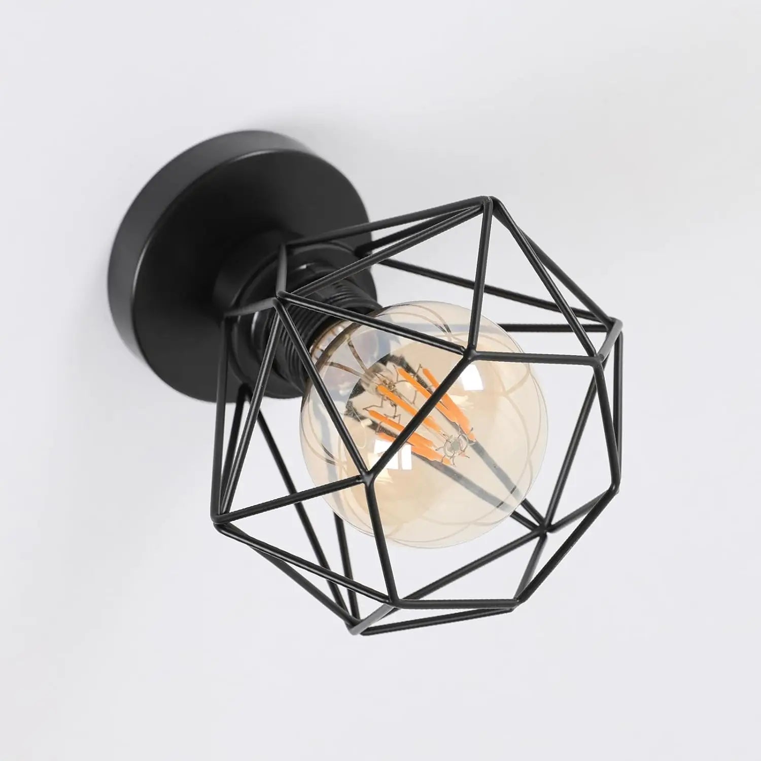 Vintage Industrial Ceiling Light,E27 Retro Lantern Pendant Design Metal Cage,Black Ceiling Lamp for Cafe Bar（Bulb not included）