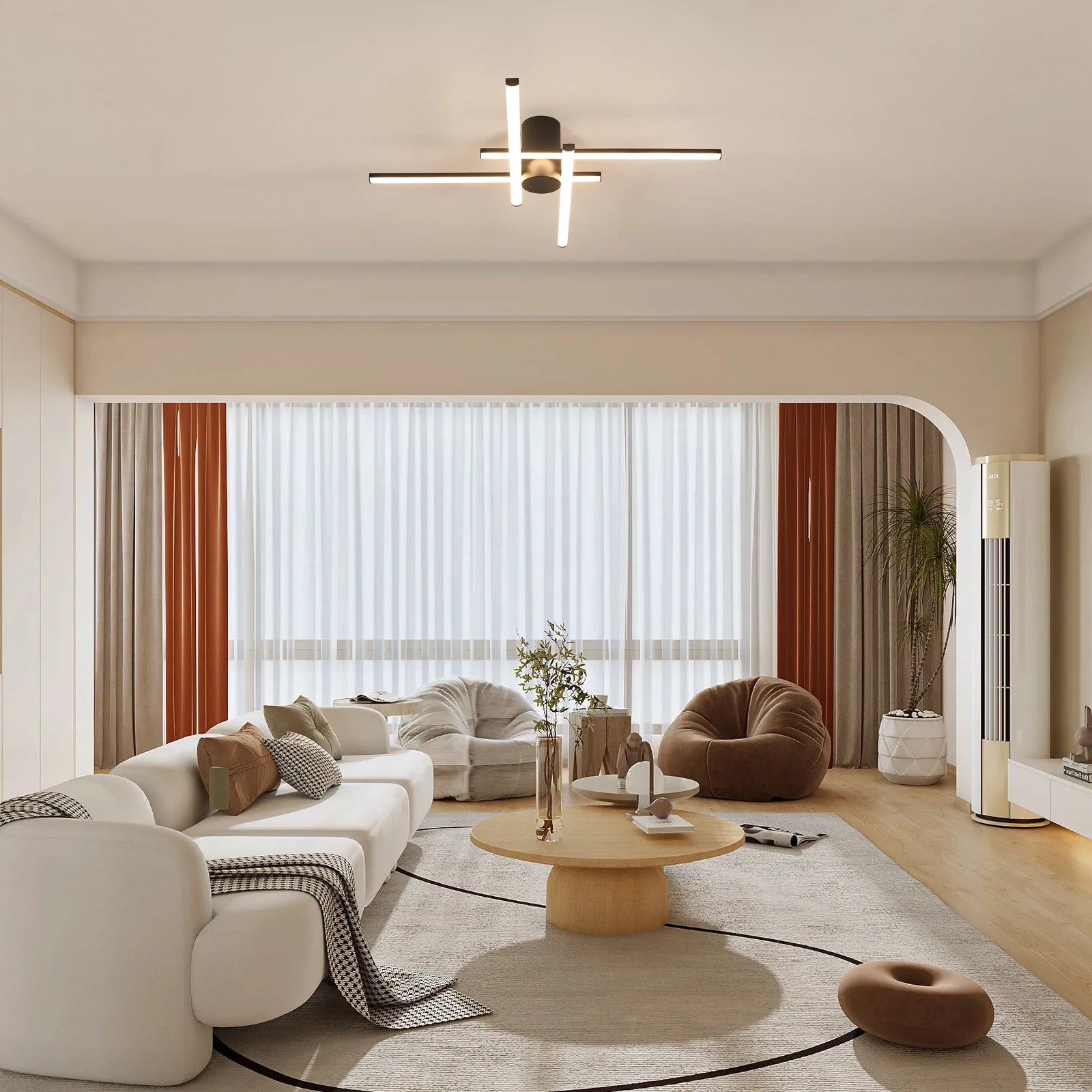 4 Built-in LED Boards Ceiling Light, 24W Black Elegant Design Ceiling lamp,3000K Warm  Light Fixture For Bedroom,Hallway