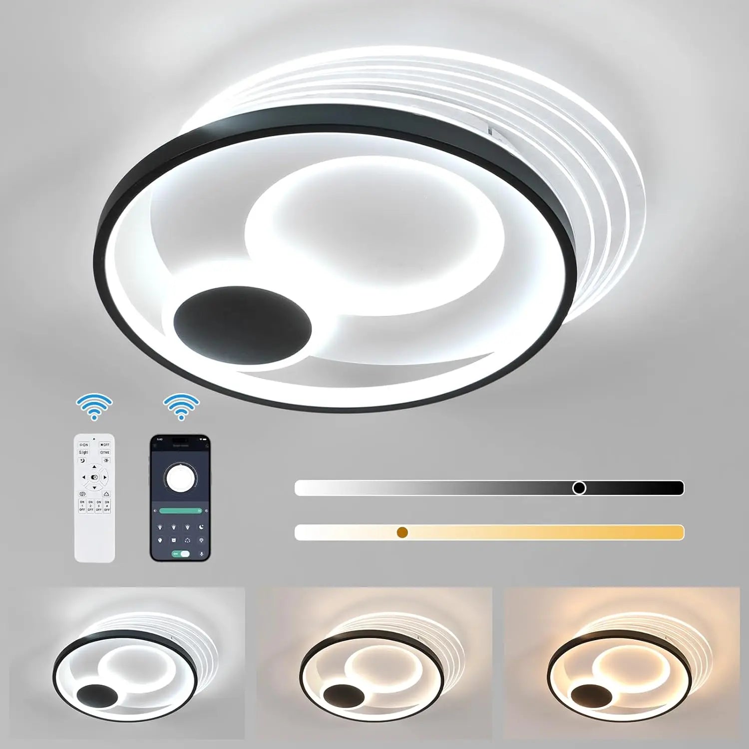 Dimmable LED Ceiling Light,31W Modern Ceiling Lamp Adjustable 3000-6500K For Living Room,Bedroom