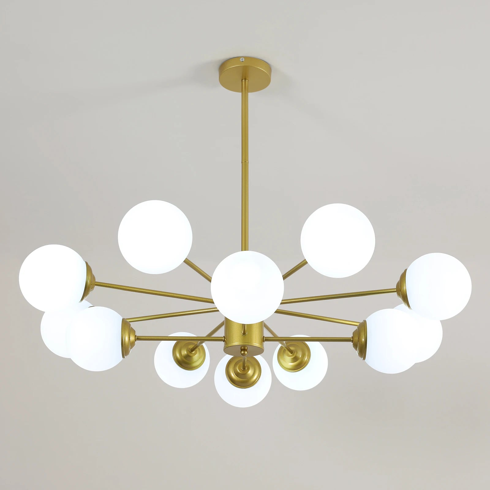 Modern Sputnik Chandelier Light Fixture, 8+4 Heads Globe Flush Mount Ceiling Light Milk Glass Ball Chandelier For Kitchen Island Lighting Fixture (Bulb Not Included)