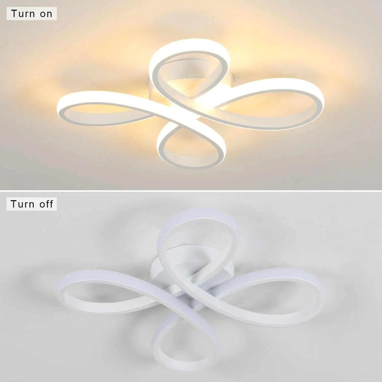 Minimalist Infinity Swirl LED Ceiling Lamp Fixed  Warm Light 3000K Non-Dimmable Surface Mount Light for Indoor Home