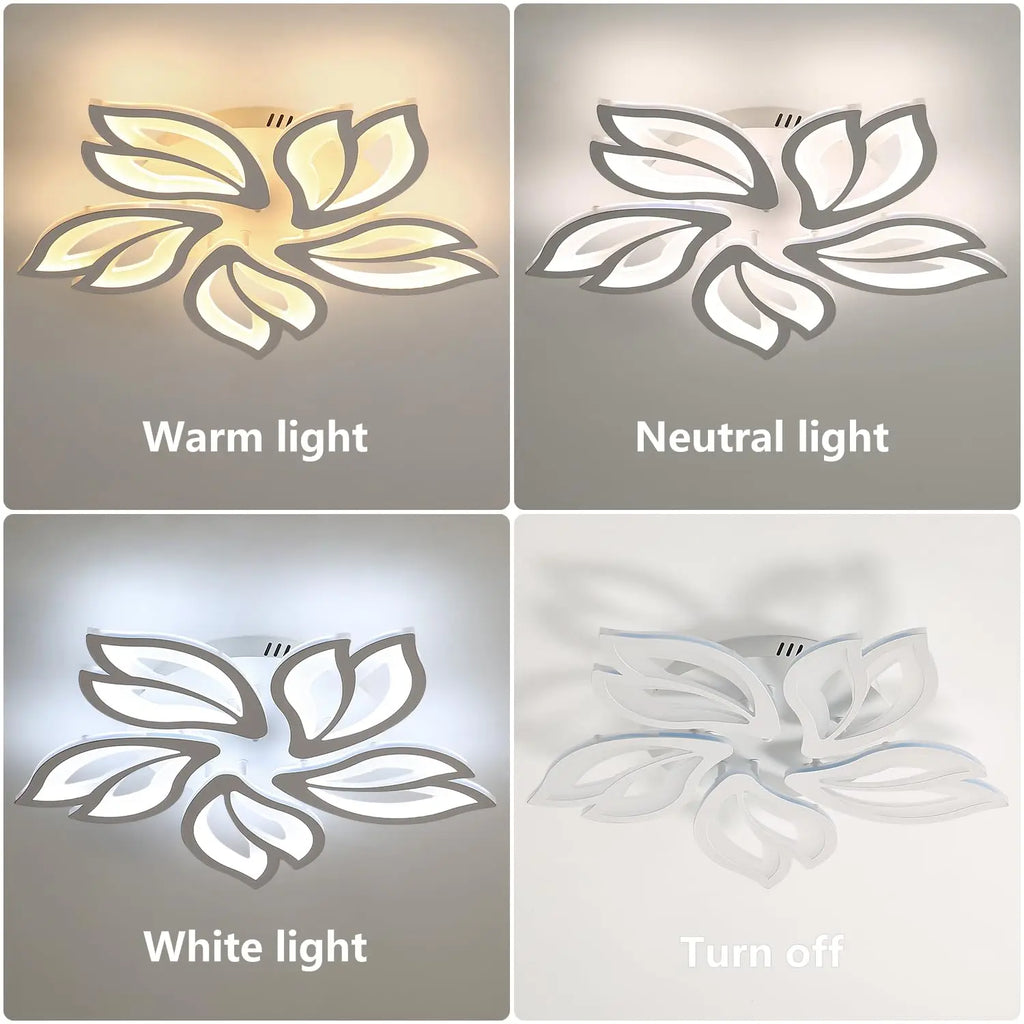 Dimmable LED Ceiling Light,Creative 5 Head Petals Design 45W 4050LM Ceiling Lamp with Remote Control 3000K-6500K