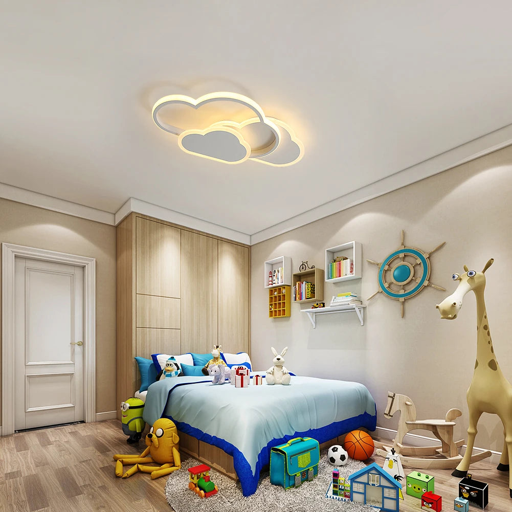 Cloud LED Ceiling Light,32W Dimmable LED Ceiling Lamp With Remote Control 3000K/4500K/6500K For Children's Room