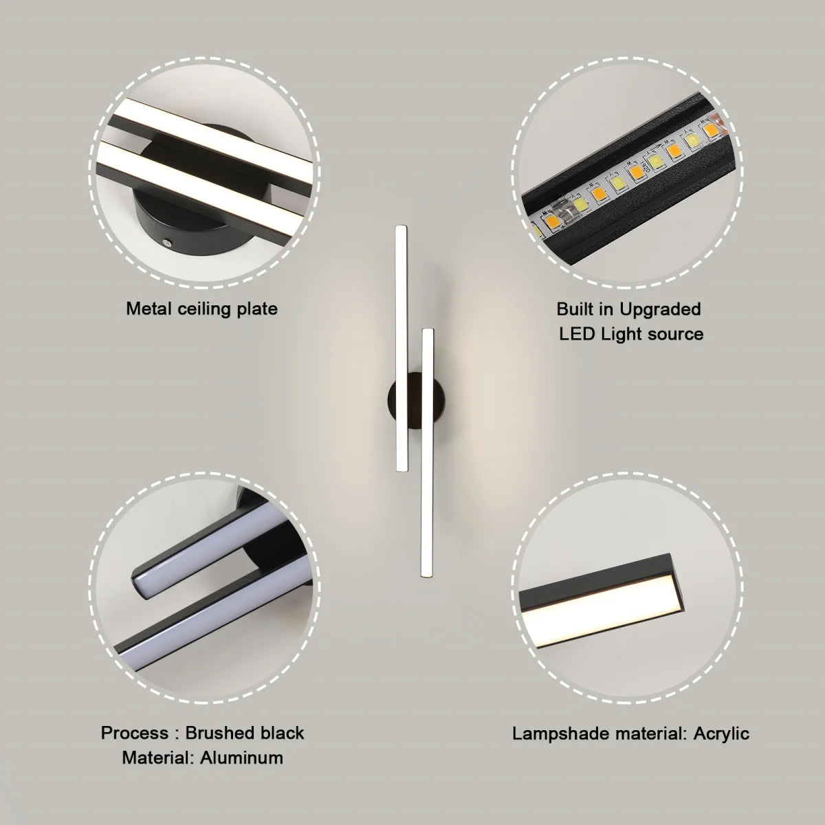 Dimmable LED Ceiling Light,17W 1530LM Modern Ceiling Lamp Dimmable 3 Colour Temperatures,60cm Simple Lines LED Wall Light For Bedroom