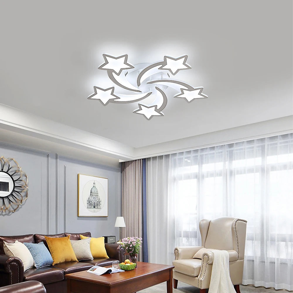 Nordic Modern LED Ceiling Light,60W Creative Meteor Star Design Flush Mount Ceiling Lamp for Kids Bedroom Living Room Home Decor,Cold White Light 6500K