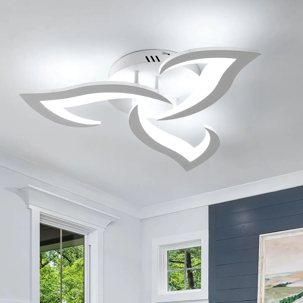 LED Ceiling Light,36W 3240LM Modern Design Ceiling Lighting,3 Head Lights Living Room Ceiling Light Acrylic White Flower Fittings Ceilings for Bedroom, Kitchen,Dining Room
