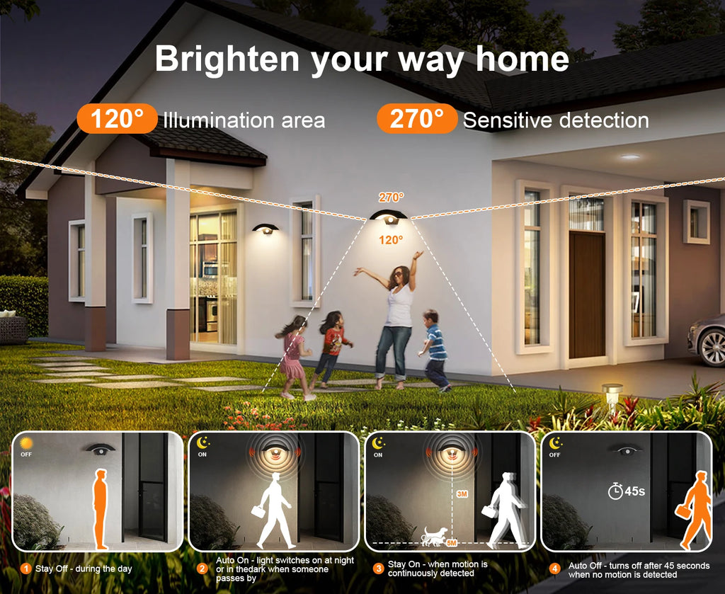 Modern LED Wall Light with Motion Sensor & Light Sensor Waterproof Outdoor Wall Lamp for Balcony Garden Yard Corridor Security Lighting