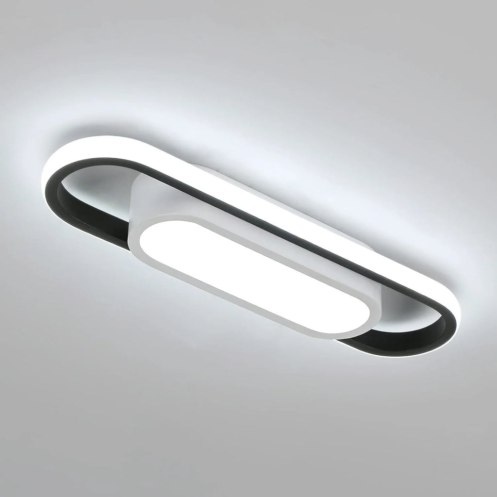 Modern Long Oval LED Ceiling Light Fixed Cool White Light 6500K No Dimmable Black White Border Ceiling Lamp Aisle Entrance Corridor Balcony Indoor Ceiling Lighting