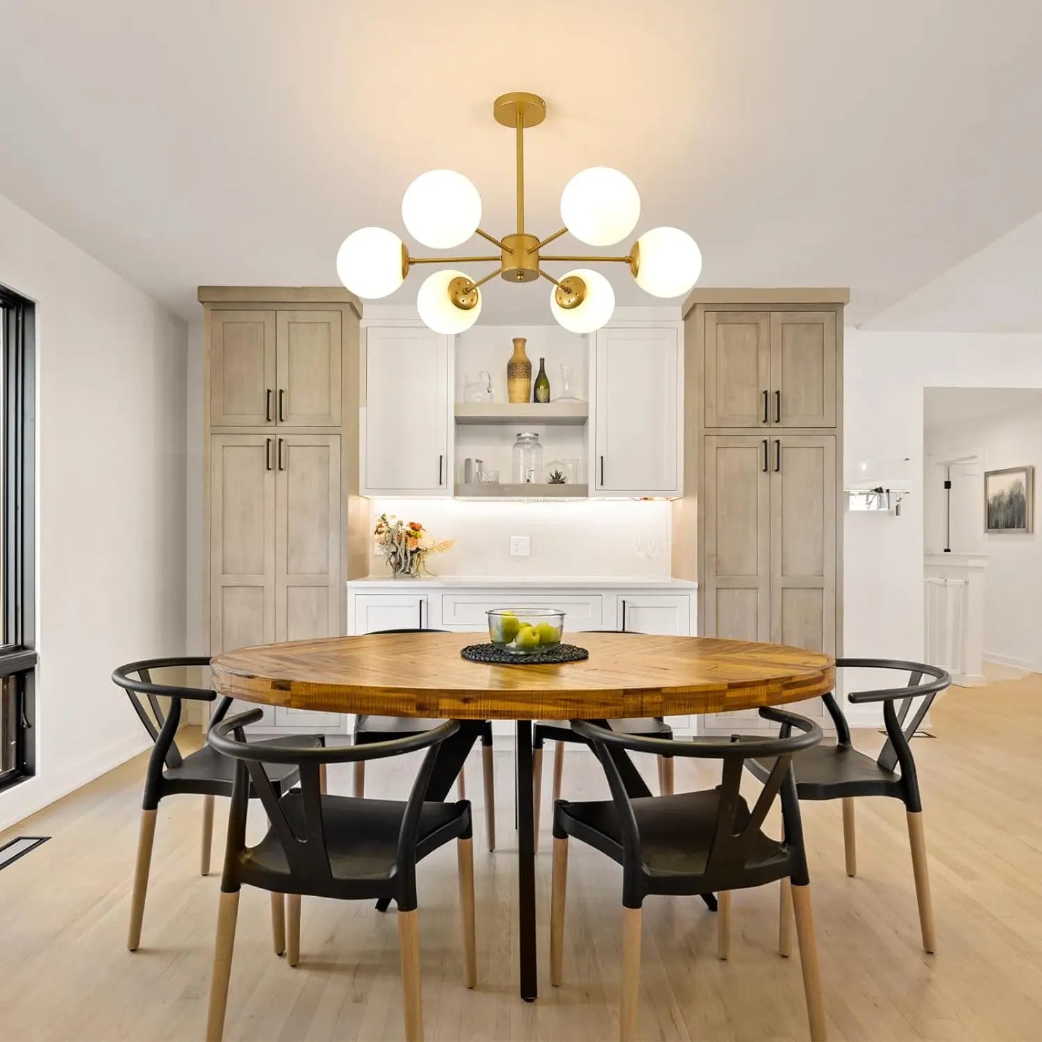 6-Light Globe Sputnik Chandelier,Glass Modern Gold Chandelier Light Fixture Mid Century Pendant Lighting（Bulb not included）
