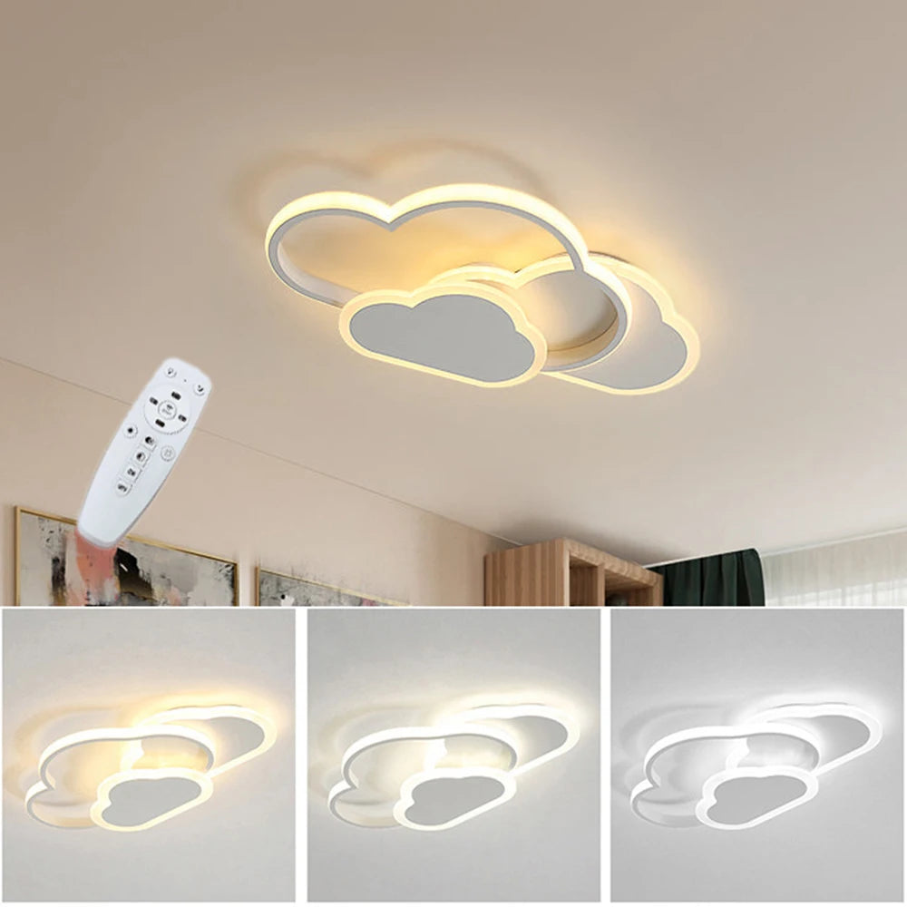 Cloud LED Ceiling Light,32W Dimmable LED Ceiling Lamp With Remote Control 3000K/4500K/6500K For Children's Room