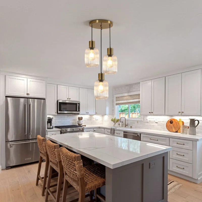 3-Light Crystal Chandelier,Modern Mini Transparent Glass Pendant Light for Living Room,Kitchen Island（Bulb not included）