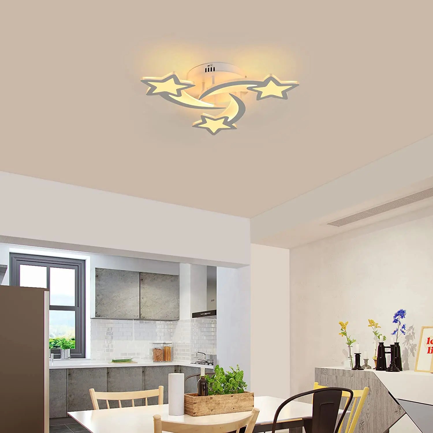 LED Ceiling Light With Remote Control,Star Shapes Lamp,30W 3000LM Ceiling Light,3000K - 6500K Dimmable Bedroom Chandelier,Living Room