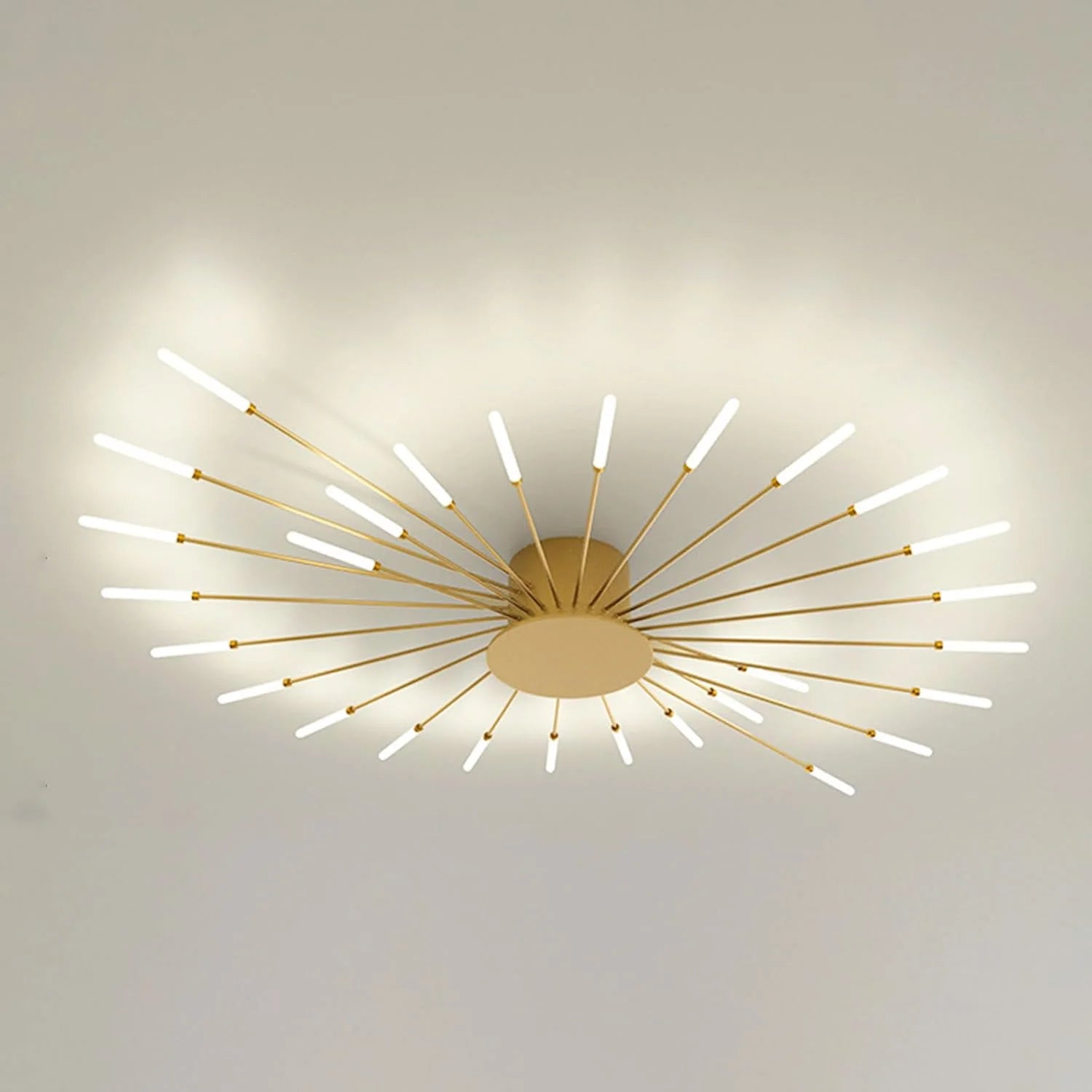 Modern Flower Shape Ceiling Lamp,Flush Mount Metal Acrylic Firework Petal LED Lighting Fixture for Dining Room ,Neutral Light